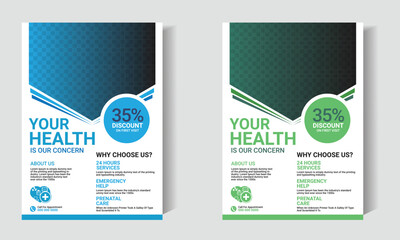 healthcare template design for a report and medical flyer design, leaflets decoration for printing and presentation vector.
