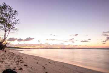 Fantastic sandy beach in the morning. An island in the Indian Ocean, landscape photo or seascape...