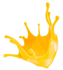Obraz premium yellow juice splash isolated on a white background. Clipping path. 3d render