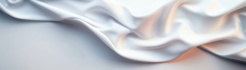 Fototapeta premium Smooth, flowing white fabric creates a soft, elegant background perfect for design projects, presentations, and artistic compositions.