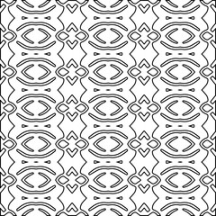 Stylish texture with figures from lines.
Abstract black and white pattern for web page, textures, card, poster, fabric, textile. Monochrome graphic repeating design. 