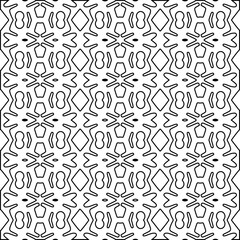 Stylish texture with figures from lines.
Abstract black and white pattern for web page, textures, card, poster, fabric, textile. Monochrome graphic repeating design. 