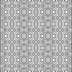 Stylish texture with figures from lines.
Abstract black and white pattern for web page, textures, card, poster, fabric, textile. Monochrome graphic repeating design. 