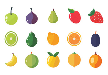 Colorful Set of Various Fruit Icons