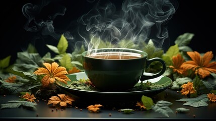 cup of tea with flowers