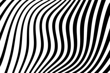 Abstract pattern. Texture with wavy, curves lines. Optical art background. Wave design black and white. Digital image with a psychedelic stripes. Twisted and distorted vector texture in trendy. Y2k 