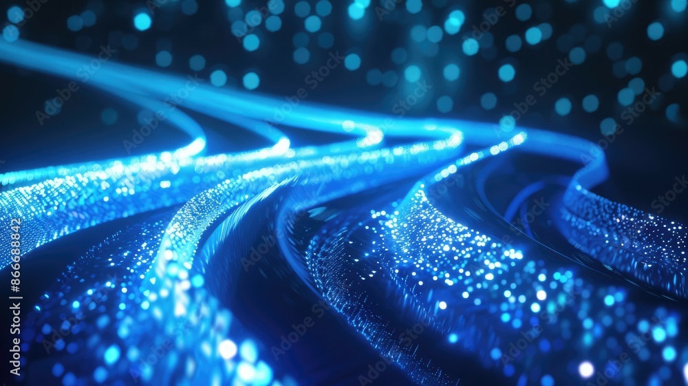 Aufkleber colorful neon light trails on a curved path symbolize tech innovation and dynamic motion in a futuri