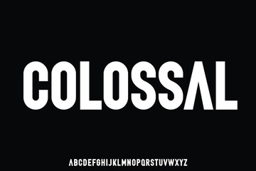 Obraz premium Modern strong bold sans serif alphabet display font vector. Headline poster typeface