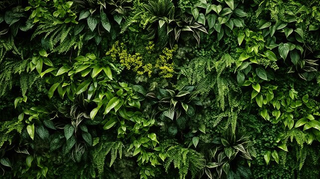 Green wall vertical garden friendly green nature. - Powered by Adobe