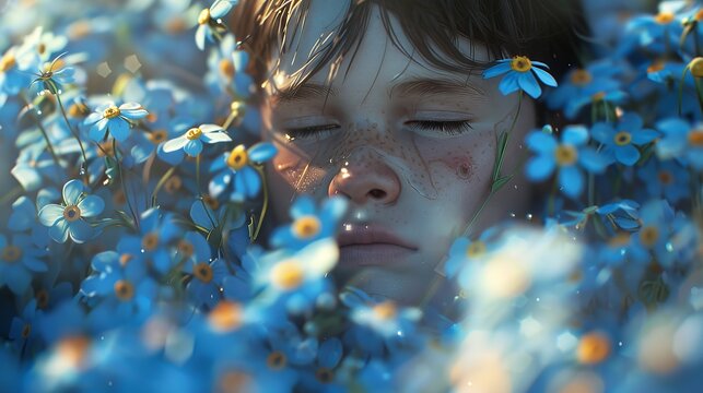 "International Missing Children's Day with Forget-Me-Not Flowers"

