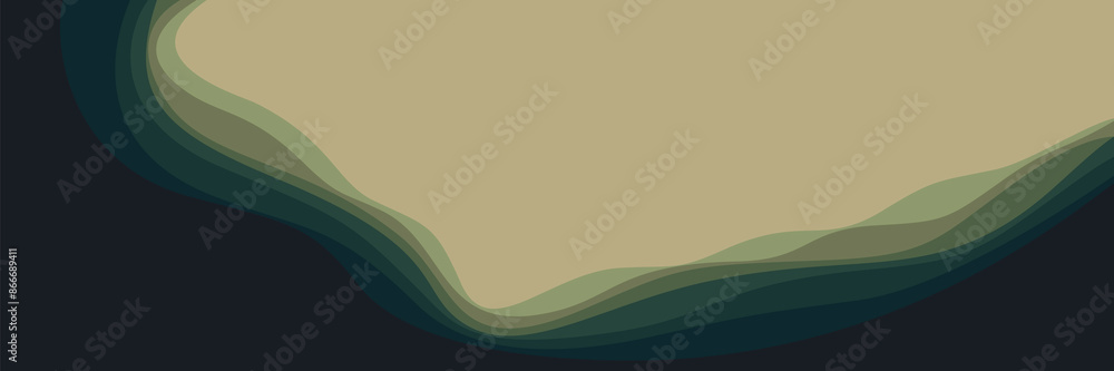 Wall mural abstract olive green gradient landscapes wave pattern vector design good for wallpaper, backdrop, background, web banner, and advertising