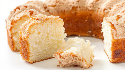 Angel Food Cake on White Background - Light and Fluffy Dessert Perfect for Celebrations