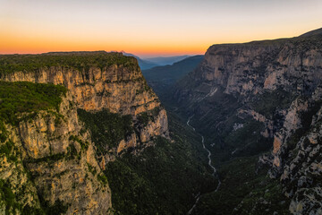  Vikos Gorge from the Oxya Viewpoint in the  national park  in Vikos-Aoos in zagori, northern Greece. Nature landscape