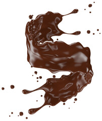 chocolate splash isolated on a white background. Clipping path. 3d render