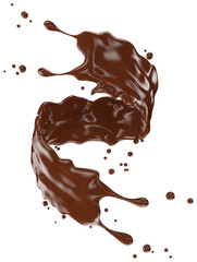 chocolate splash isolated on a white background. Clipping path. 3d render