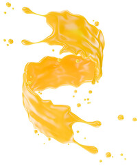 orange juice splash isolated on a white background. Clipping path. 3d render