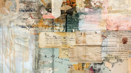 Naklejka premium Abstract background using various vintage sheets of paper, texts and textures. 