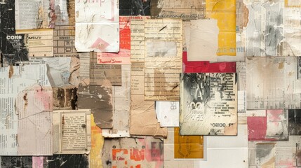 Abstract background using various vintage sheets of paper, texts and textures.
