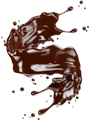 chocolate splash isolated on a white background. Clipping path. 3d render