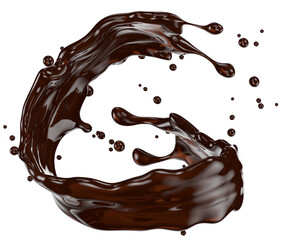 chocolate splash isolated on a white background. Clipping path. 3d render