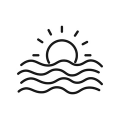 Vacation icon with sunset in a beach