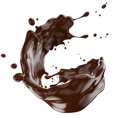 chocolate splash isolated on a white background. Clipping path. 3d render