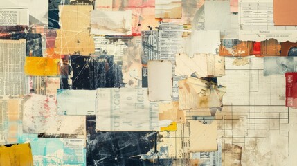 Abstract background using various vintage sheets of paper, texts and textures.
