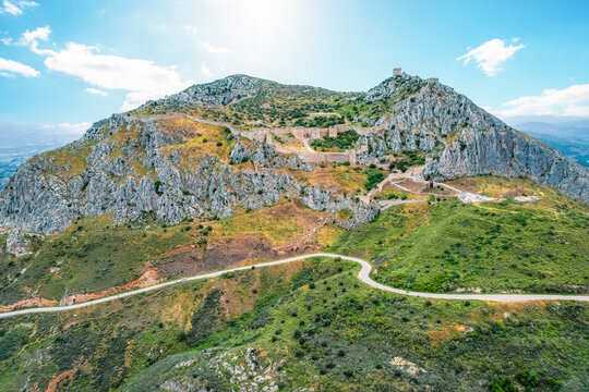 Acrocorinth fortress,  Upper Corinth, the acropolis of ancient Corinth Peloponnese, Greece