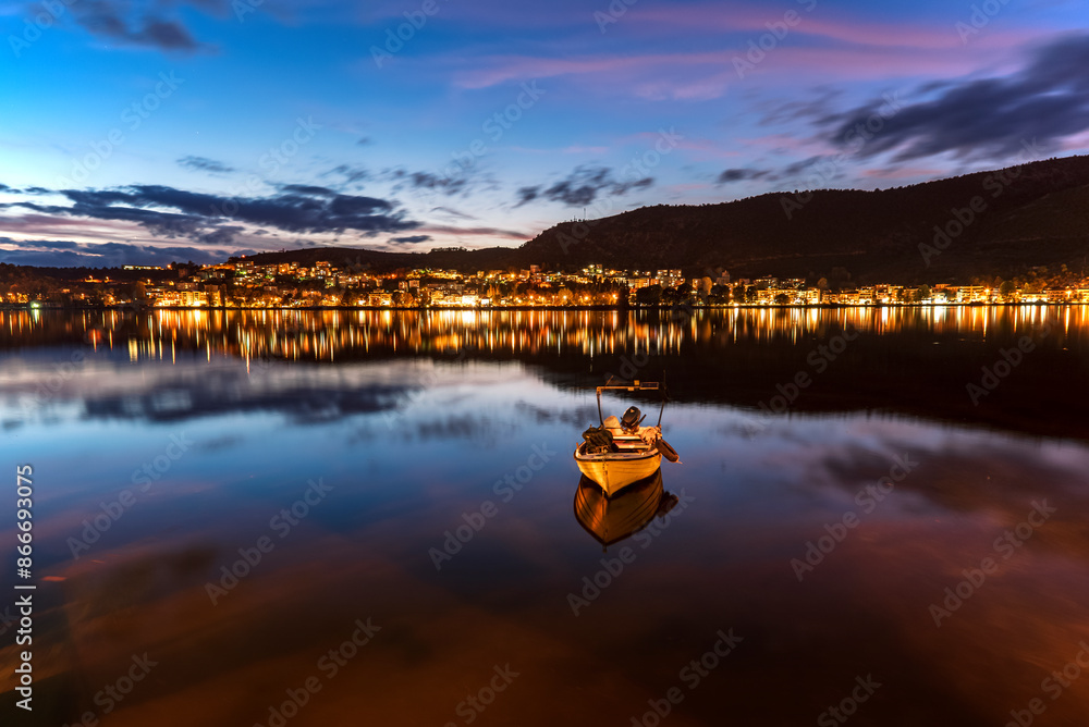 Wall mural boat on the lake