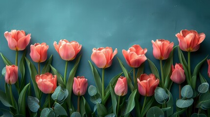 A rectangular text box framed with tulips and birch leaves.