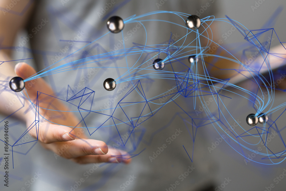 Aufkleber conference Digital Network and data concept 3d - neural network exposure digital