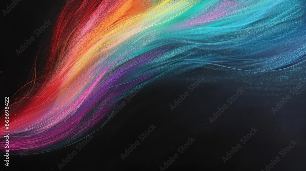 Poster vibrant abstract background with multicolored streaks on a dark backdrop, creating a dynamic and mod
