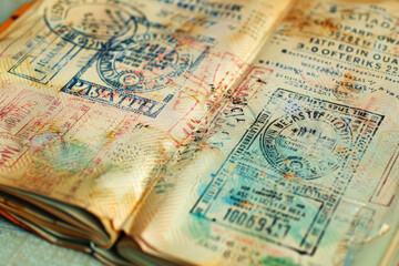 Official Passport Booklet with Watermarked Stamps and Security Printing Techniques