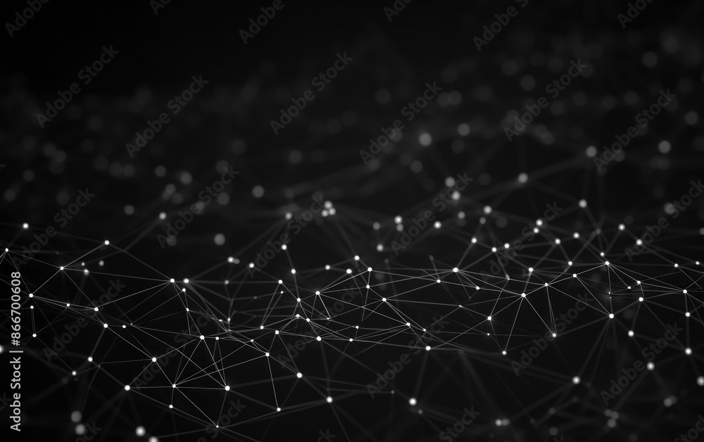 Poster abstract black background with connecting dots and lines. network connection structure. science, tec