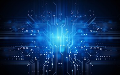 Obraz premium Abstract blue circuit board technology background.