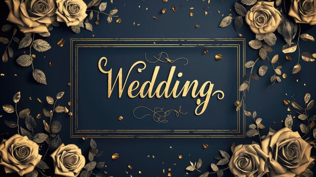 Romantic allure: captivating wedding invitation card adorned with text wedding, blending elegance and sentiment in beautiful design, perfect for announcing and inviting to joyous celebration of love.