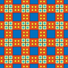 Seamless geometric pattern with vibrant colors, perfect for backgrounds and textures