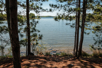 Peaceful view of Star Lake in northern Wisconsin on spring morning
