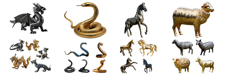 Fototapeta premium animal metal collection set zodiac sign isolated