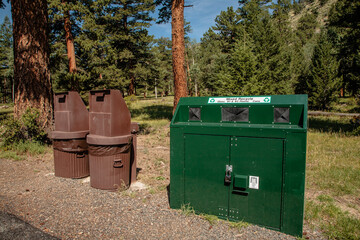 Bear-proof garbage cans and recycling center in Rocky Mountain National Park. Colorado  (2007)