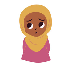 Hijab girl worried face
