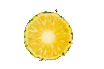 Pineapple cut isolated on white background with transparent.
