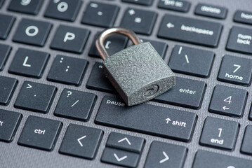 Close-up of closed lock on computer keyboard