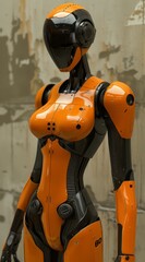 Futuristic Orange Robot Model