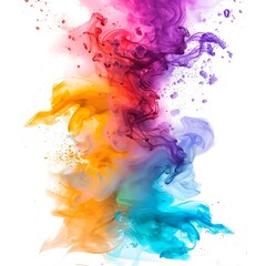 Multicolored paint in water on a white background