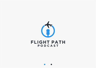 airplane podcast logo design vector silhouette illustration