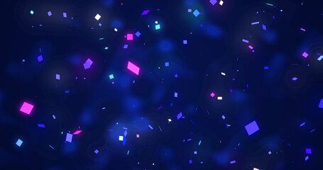 Shiny illuminating confetti falling seamless loop bg. Christmas greeting New Year celebration happy birthday multi-colored 3d. Defocused glamour burst anniversary winner explode overlay asset. © PhoenixStock
