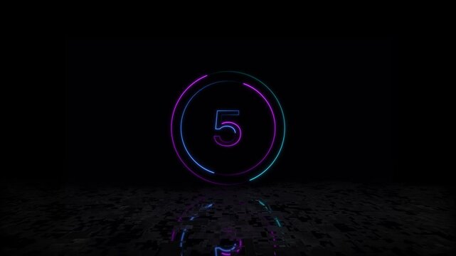 Minimal countdown timer with tailed lines circling counter clock Digital Leader missile launch. Emergency alert message on screen, satellite information, explosion, missile launch countdown fast count