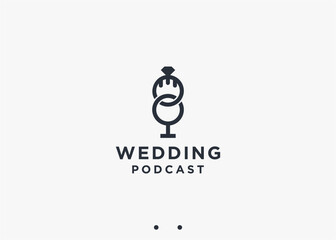 wedding podcast logo design vector silhouette illustration