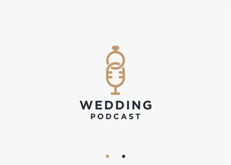 Obraz premium wedding podcast logo design vector silhouette illustration
